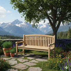 Chelsea 3-seater bench by Anderson Teak in 9 designer colors, showcasing a sleek wooden outdoor bench with a modern design.