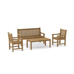 Wooden bench from the Anderson Teak Conversation Set-06, featuring a sleek design and natural teak finish.