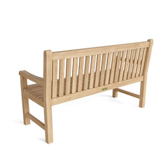 Anderson Teak bench conversation set with wooden slats and sturdy frame, ideal for outdoor patios or garden seating.