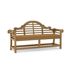 Anderson Teak outdoor patio conversation bench set with nine designer color options, perfect for garden lounge seating.