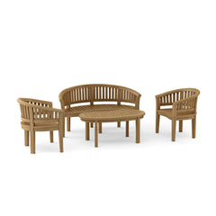 Anderson Teak bench conversation set with teak wood finish, featuring a sturdy bench designed for outdoor seating and social gatherings.