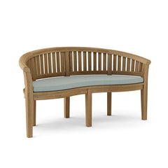 Outdoor Anderson Teak bench from the conversation set, featuring a sleek wooden design in one of nine designer color options.