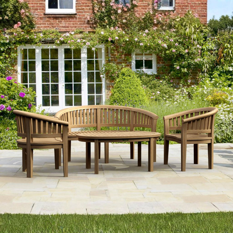 Anderson Teak bench from the Conversation Set Anderson Teak Set-05, showcasing smooth teak wood and comfortable seating design.