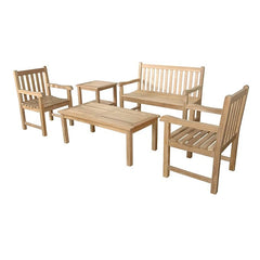Anderson Teak bench conversation set with wooden bench featuring natural teak finish and sturdy design for outdoor seating.