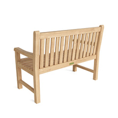 Outdoor patio bench from Anderson Teak in 9 designer colors, part of the conversation set for garden lounge seating.