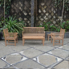 Anderson Teak bench from the Conversation Set Anderson Teak Set-44, featuring smooth teak wood and classic outdoor bench design.