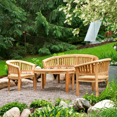 Anderson Teak Curve 3-seater bench with extra thick wooden slats, available in 9 designer colors, outdoor patio furniture