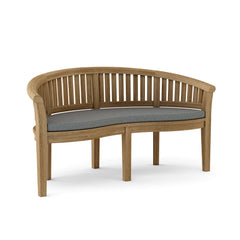 Anderson Teak Curve 3-seater bench with extra thick wooden slats, available in 9 designer colors, showcasing modern outdoor seating.