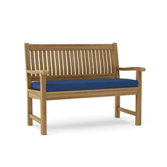 Anderson Teak 2-seater bench with slatted teak wood design, suitable for outdoor or patio seating.