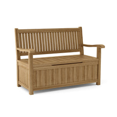 Anderson Teak DEL-AMO storage bench in 9 designer colors, featuring a sleek wooden design with a spacious storage compartment.