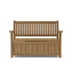 Anderson Teak DEL-AMO storage bench in 9 designer colors, featuring a sleek wooden bench with a spacious storage compartment.