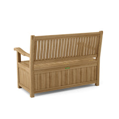 Anderson Teak DEL-AMO storage bench in 9 designer colors with wooden seat and storage compartment, modern outdoor furniture.