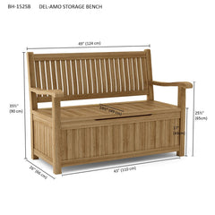 Anderson Teak DEL-AMO storage bench in 9 designer colors, featuring a sleek wooden design with storage compartment.