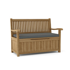 Anderson Teak DEL-AMO Storage Bench in one of nine designer colors, showcasing a modern wooden bench with storage space.
