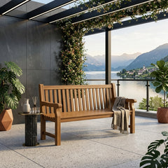 Devonshire 4-seater extra thick bench by Anderson Teak in vibrant designer colors, showcasing sturdy wooden construction and modern design.