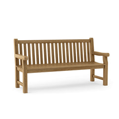 Anderson Teak Devonshire 4-seater bench in Marlborough 2-tone finish with 9 designer colors, outdoor teak furniture.