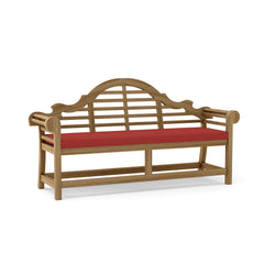 Outdoor Marlborough 3-seater bench by Anderson Teak with a sleek design, available in nine designer colors for garden and patio lounging.