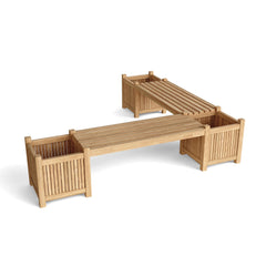 Anderson Teak planter bench in nine designer colors with a sleek wooden design, perfect for outdoor garden or patio spaces.