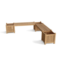 Colorful Anderson Teak planter bench in 9 designer shades, showcasing a sleek outdoor bench with a modern design and smooth wood finish.