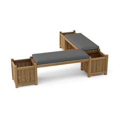 Anderson Teak planter bench in 9 designer colors, featuring a stylish teak wood design for outdoor or garden seating.