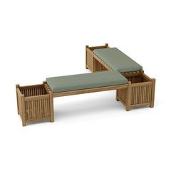 Anderson Teak planter bench in 9 designer colors, featuring a stylish wooden bench with integrated planters for outdoor spaces.