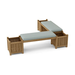 Anderson Teak planter bench in a sleek design available in 9 designer colors, perfect for outdoor garden or patio decor.