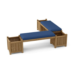 Anderson Teak planter teak wood outdoor bench with garden lounge design in nine designer colors, ideal for patio and garden.