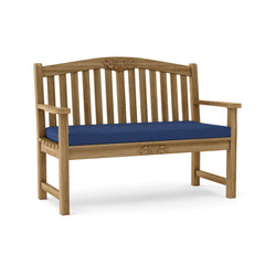 Rose 50-inch round outdoor patio bench by Anderson Teak with a smooth wooden surface and available in nine designer colors.