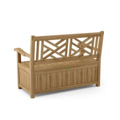 Anderson Teak Vilano storage bench made of solid A-grade teak, outdoor patio bench in nine designer colors for garden lounge.