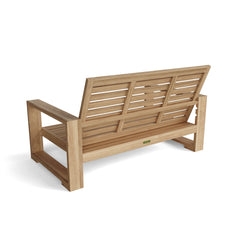 Anderson Teak Capistrano deep seating loveseat in a designer color, showcasing plush cushions and stylish outdoor furniture design.