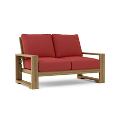 Anderson Teak Capistrano Deep Seating Loveseats in natural canvas, outdoor patio furniture, small space design, available in 9 colors