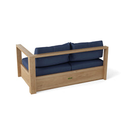 Anderson Teak Copacabana left loveseat modular in vibrant designer colors, showcasing modern outdoor seating with plush cushions.