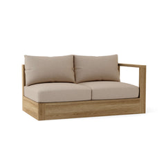Anderson Teak Copacabana left loveseat modular in 9 designer colors, showcasing contemporary outdoor seating with cushions.
