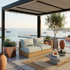 Anderson Teak Copacabana left loveseat modular in one of nine vibrant designer colors, showing a stylish outdoor seating piece.