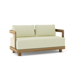 Anderson Teak Granada deep seating loveseats in 9 designer colors, featuring plush cushions and stylish wooden frames.