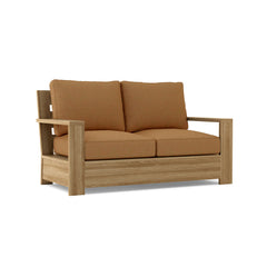 Anderson Teak Madera Deep Seating loveseat in cast mist, outdoor patio furniture for small elegant space, available in 9 designer colors.