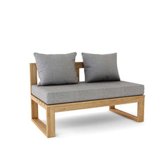 Anderson Teak straight modular teak wood loveseat for outdoor patio, small space, in cast mist color with 9 designer color options