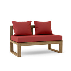 Anderson Teak straight modular teak wood loveseat for outdoor patio, small space seating in cast mist color with 9 designer options
