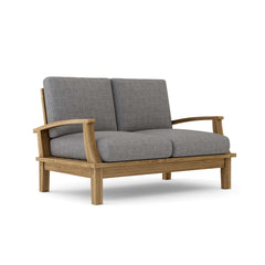 Anderson Teak Brianna deep seating loveseat with plush cushions, available in nine designer colors, perfect for modern outdoor seating.