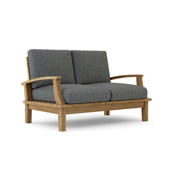 Anderson Teak Brianna deep seating loveseat in a stylish design with nine designer color options, showcasing comfortable outdoor furniture.