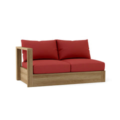 Anderson Teak Copacabana A-Grade Teak Wood outdoor loveseat for small patios, featuring modular design in a vibrant pomegranate color.