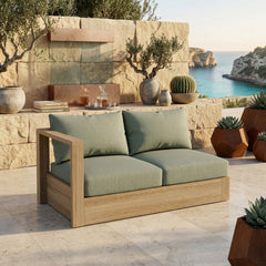 Anderson Teak Copacabana A-Grade Teak outdoor loveseat, modular right love seat in cast pomegranate, ideal for small patios, 9 colors