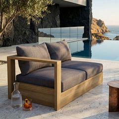 Anderson Teak Copacabana A-Grade Teak Love Seat for outdoor patio, right modular design, available in 9 designer colors.