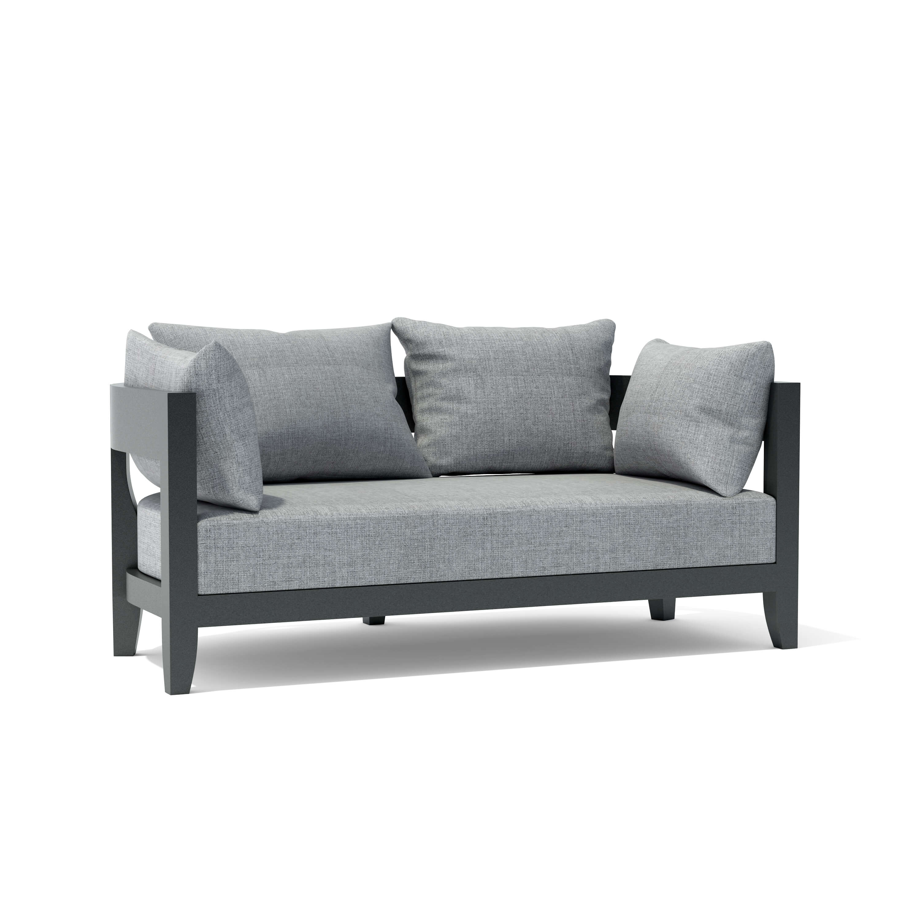Anderson Teak Coronado Aluminum Loveseat in one of nine designer colors, showcasing modern outdoor seating with sleek design.