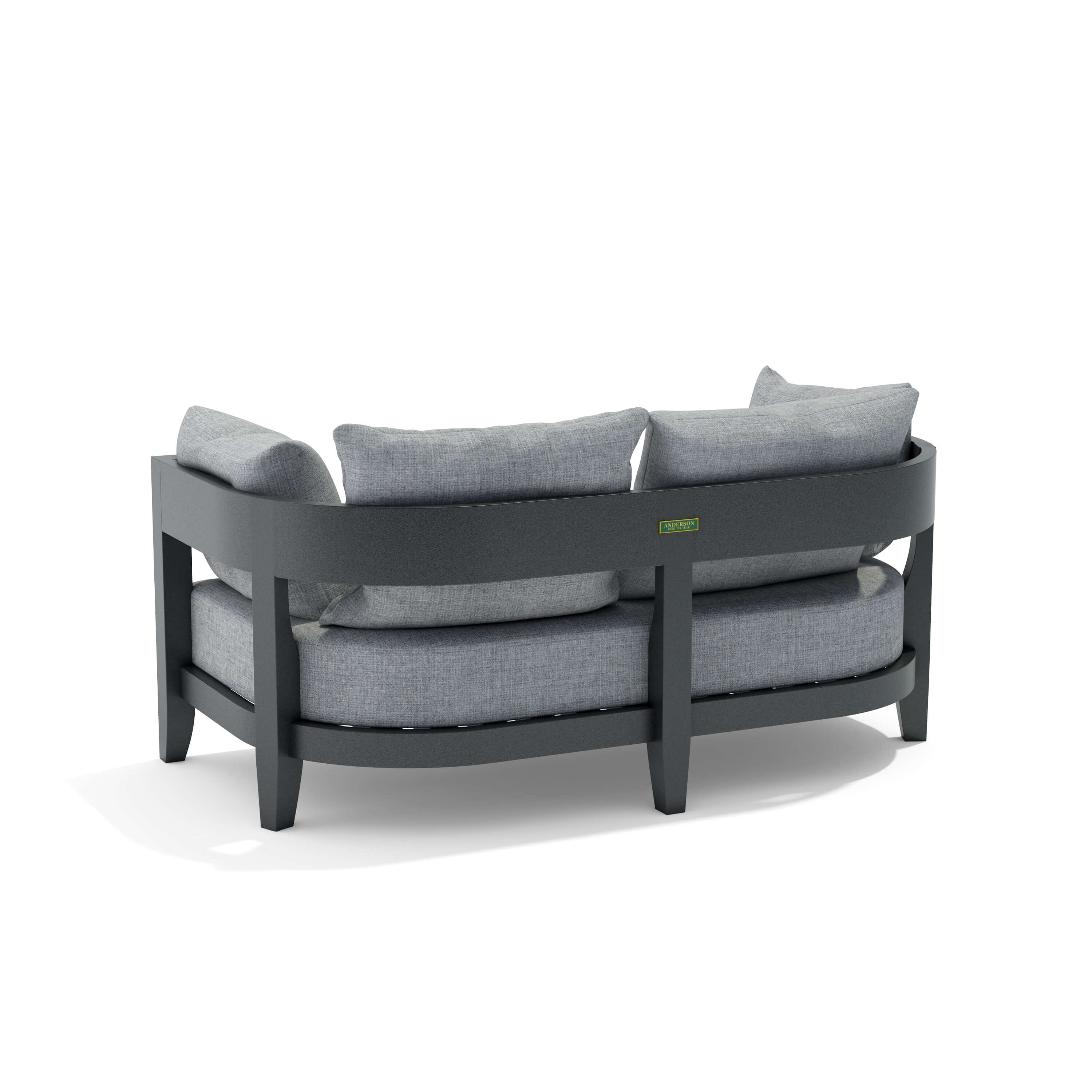 Coronado aluminum loveseat by Anderson Teak in one of nine designer colors, featuring sleek outdoor seating with modern design.