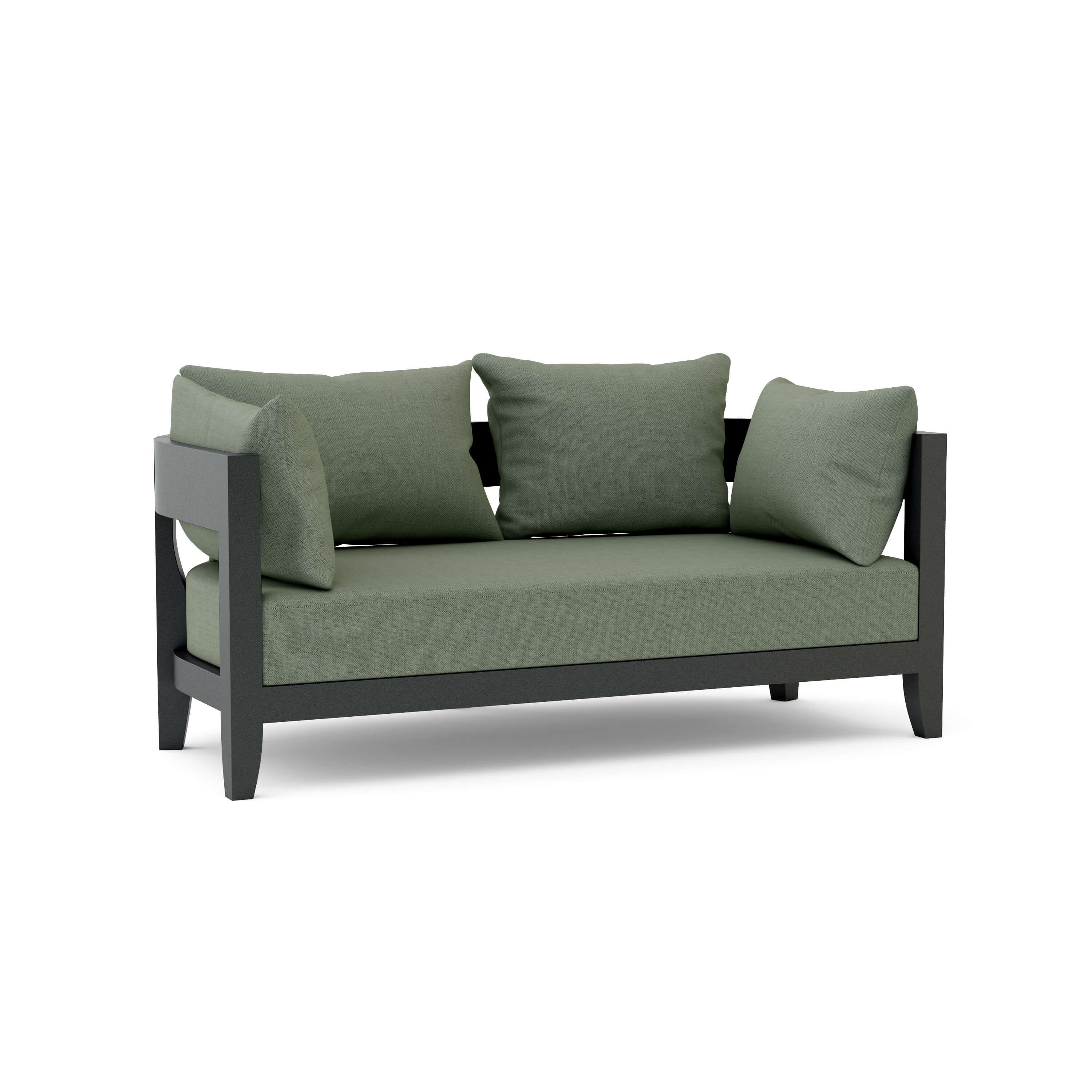 Coronado aluminum loveseat by Anderson Teak in a designer color, featuring sleek modern design and durable aluminum frame.