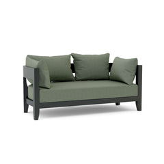 Coronado aluminum loveseat by Anderson Teak in a designer color, featuring sleek modern design and durable aluminum frame.