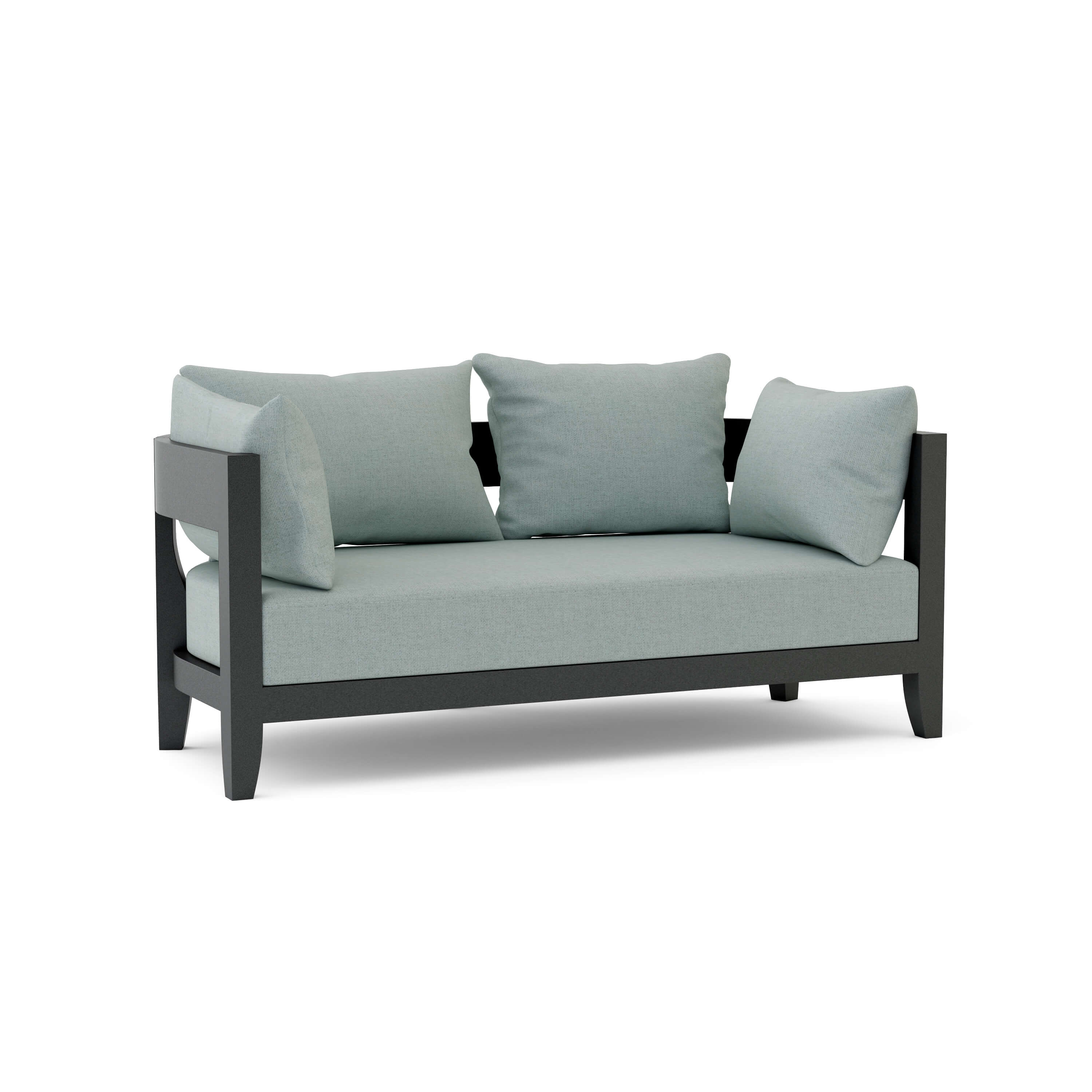 Coronado aluminum loveseat by Anderson Teak in one of nine designer colors, featuring sleek modern design and durable outdoor construction.