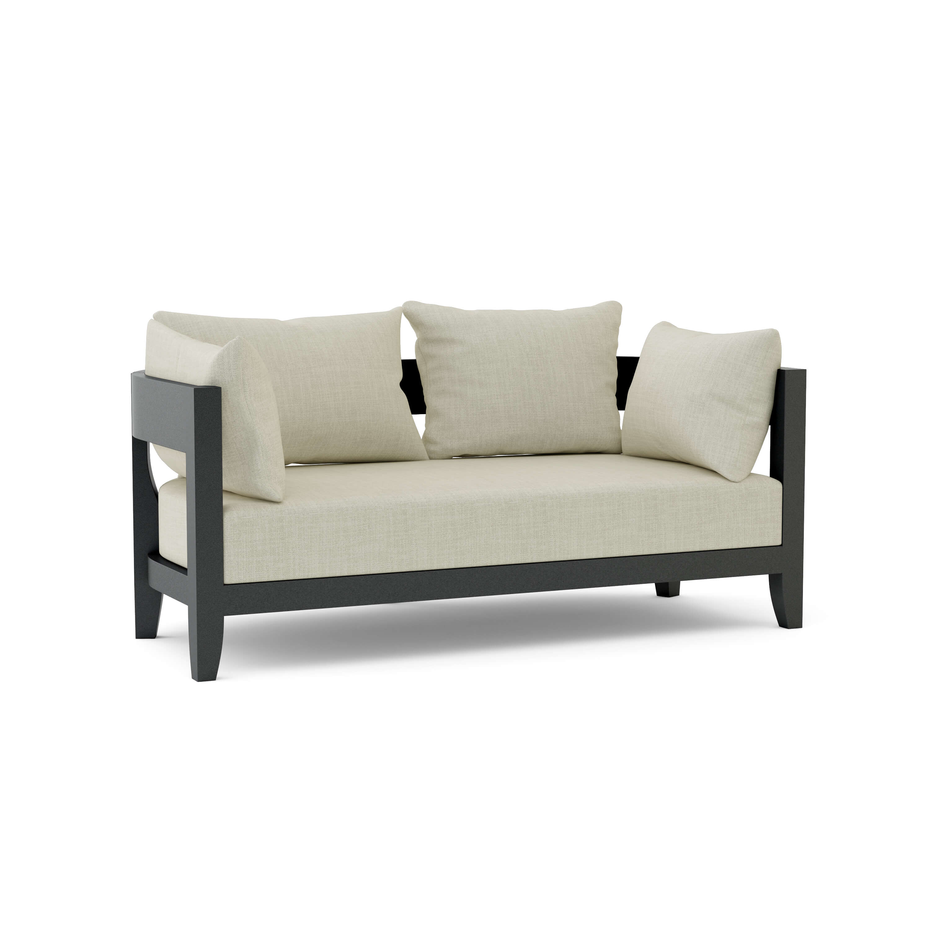 Coronado aluminum loveseat by Anderson Teak in one of nine designer colors, featuring sleek modern outdoor seating.