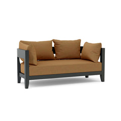 Anderson Teak Coronado Aluminum Loveseats in cast pomegranate, outdoor patio furniture, designed for small spaces, with 9 color options.